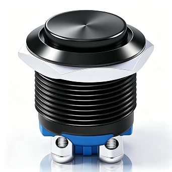Twidec/16mm Waterproof Black Metal Shell Momentary Raised Top Push Button Switch 3A/12250V SPST 1NO Start Button for car Modification Switch M-16-BK-G