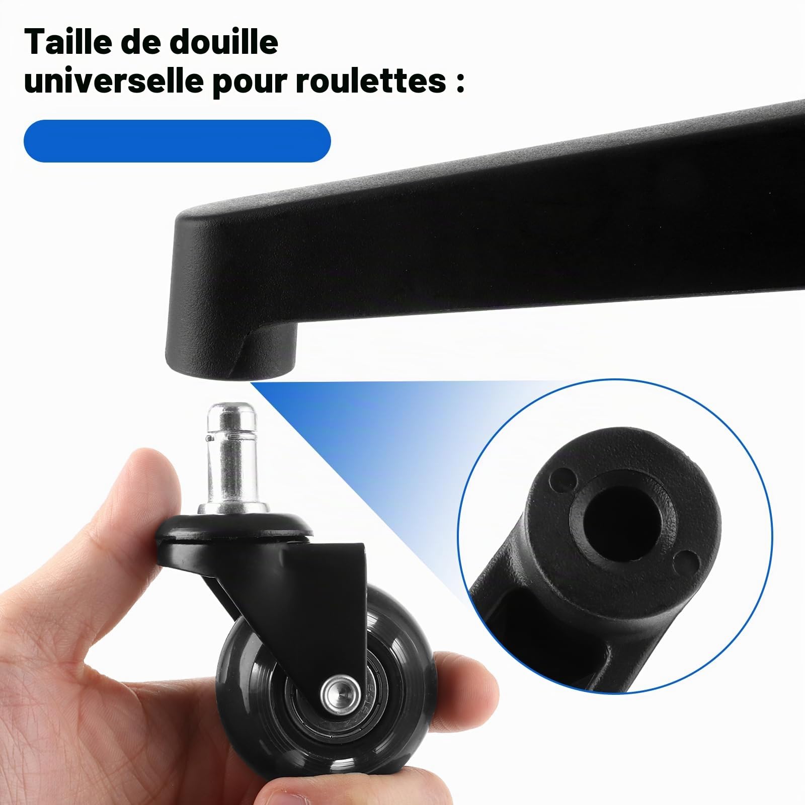 DAJAVE Chaise de bureau en forme de croix de 200 kg, en métal, diamètre 70 cm, universelle, pour roues de 11 mm x 22 mm et ressort à gaz de 50 mm, durable, stable, avec base en métal noir