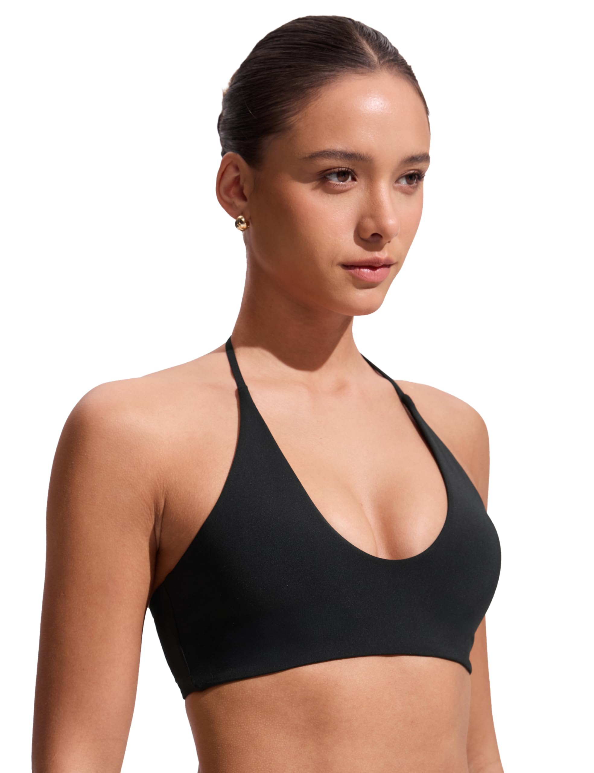 CRZ YOGA Top Bikini da Donna con Lacci da Annodare - Costume da Bagno Costume da Bagno con Scollo Rotondo e Schiena