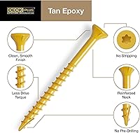 Vista 2 de Deck Plus Tornillos para valla y madera exterior con revestimiento epoxi de 1-5/8 pulgadas #8 x 1-5/8 pulgadas Torx/Star Drive Incluido, rosca