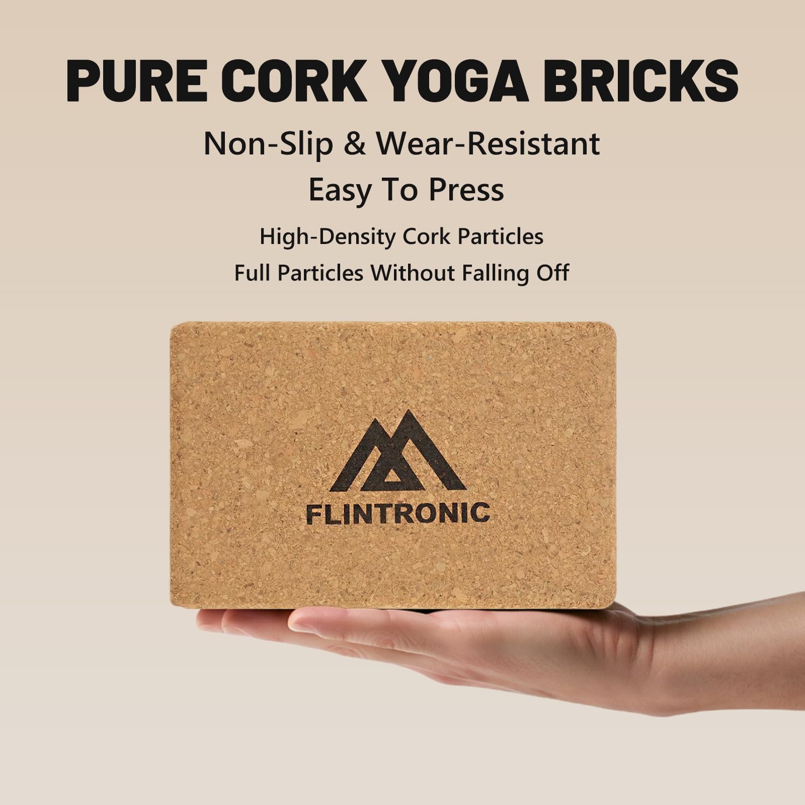 Flintronic Yogablock aus Kork 2er Set, 100% Natur Yoga Block Kork, Korkblock Yogablöcke Umweltfreundlich Nachhaltig Naturkork, Yogaklotz für Yoga Pilates Fitness - mit 1 Widerstandsband