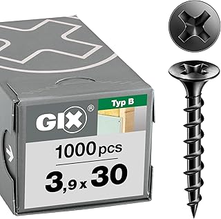 SPAX GIX-B Schnellbauschrauben 3,9 x 30 mm Grobgewinde, 1000 Stück, Trompetenkopf, Kreuzschlitz-H2, Trockenbauschrauben für Holz-Unterkonstruktionen – 1891170390305