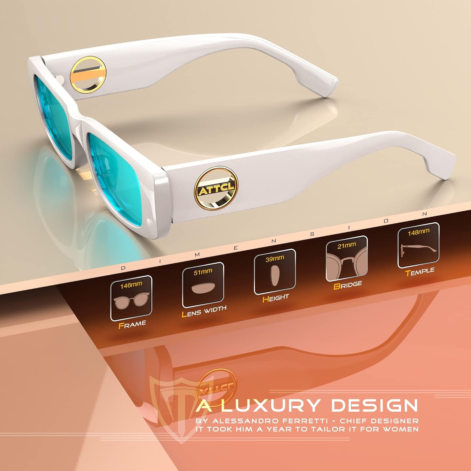 ATTCL Women's Polarized Sunglasses For Women Rectangle Frame Trendy Chunky Sun Glasses with UV Protection