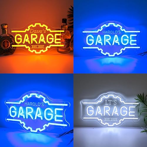 Miniatura 6 de Letrero de neón personalizado para garaje, grabado en 3D, con nombre de garaje, luces de neón regulables personalizadas para garaje, taller,