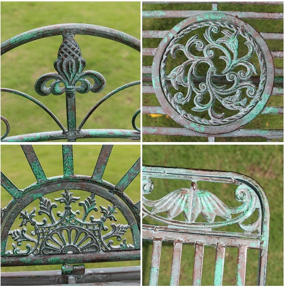Terrace Park Bench Outdoor Benches, Weatherproof and Rustproof Cast Iron Garden Bench, Single and Double Retro Decorative (Size : Single Chair) ()