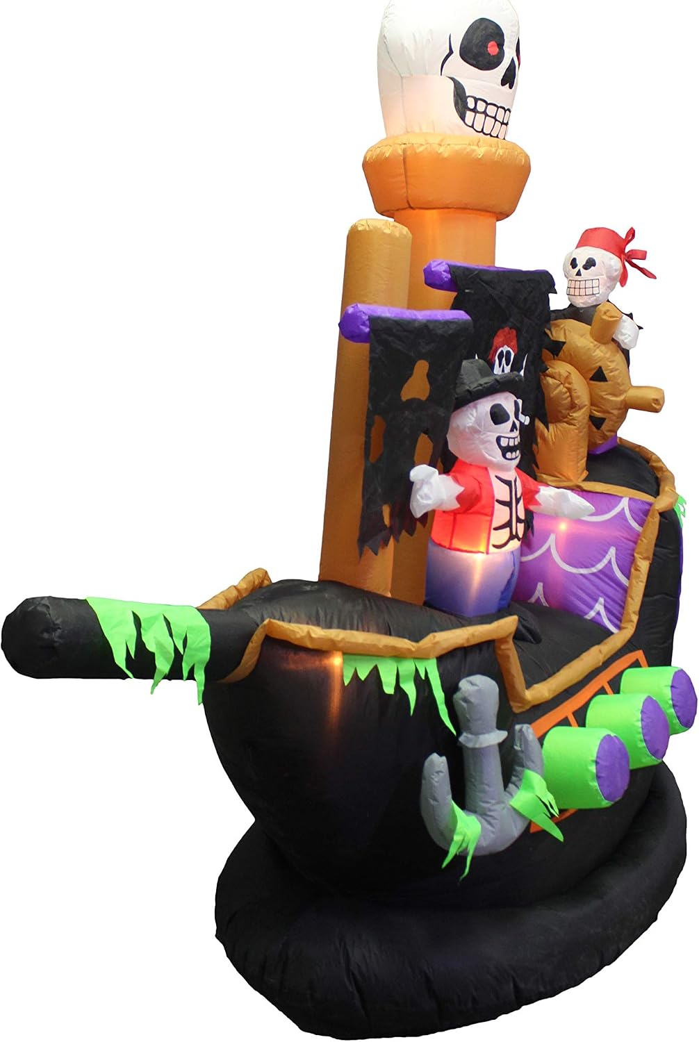 7 FT Halloween Inflatable Skeletons Ghosts on Pirate Ship Lights Outdoor Indoor Holiday Decorations, Blow up Lighted Yard Decor, Giant Lawn Inflatables Home Family Outside Decor