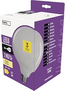 EMOS LED Lampe Globe milchig, 18W Ersatz für 150W Glühbirne, Filament Retro-Glühlampe mit E27 Sockel, Helligkeit 2452 lm, Warmweiß 2700 K, 25000 h Lebensdauer, CRI min. 80, 340° Abstrahlwinkel
