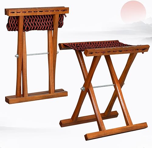 SANYOAC Taburete de campamento plegable portátil alto para adultos, silla plegable de madera maciza para acampar al aire libre, caminar, pescar,