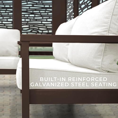 Miniatura 2 de Backyard Discovery Hillsdale - Pérgola de cabaña de acero tradicional con asiento de conversación en piedra pómez