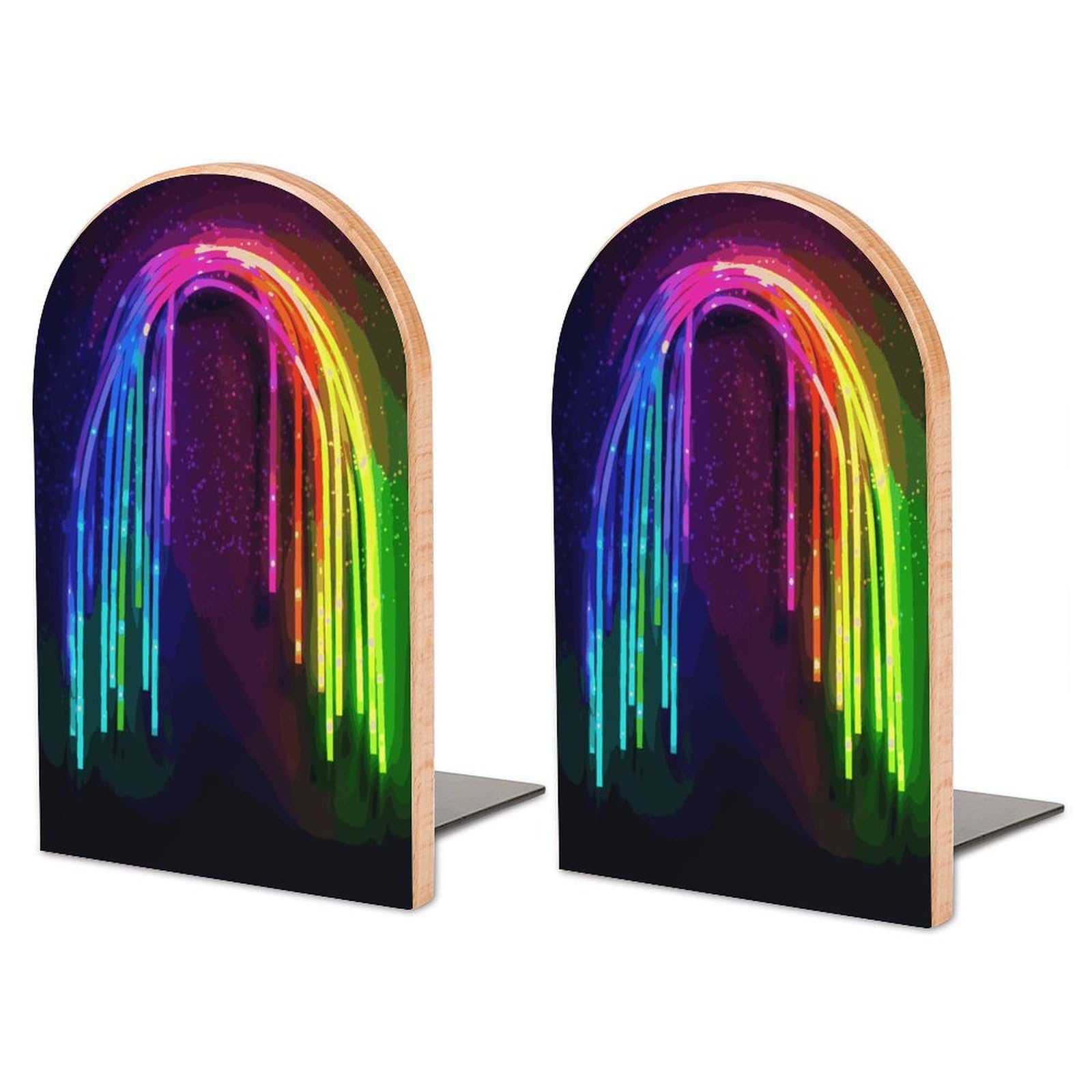 Serre-livres arc-en-ciel fluo en hêtre pour caler vos livres