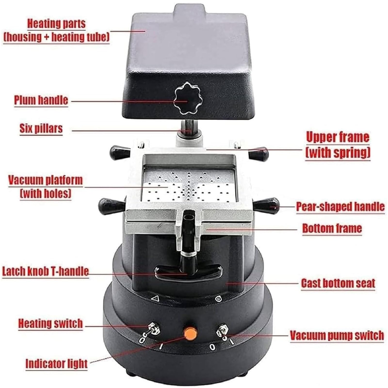 Dental Vacuum Formmaschine, 1200W Thermoforming Equipment for Orthodontic Lab and Dental Hospital Use