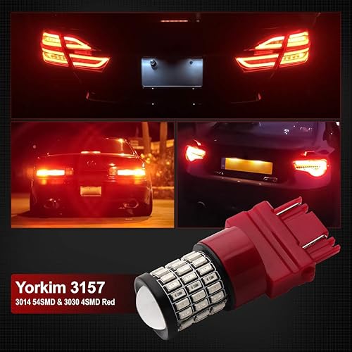 Miniatura 45 de Yorkim Bombilla LED ultra brillante 7440 roja T20 7441 7443 7444 W21W para luz de marcha atrás de respaldo, luz de ruptura, luz trasera, luz de Rojo
