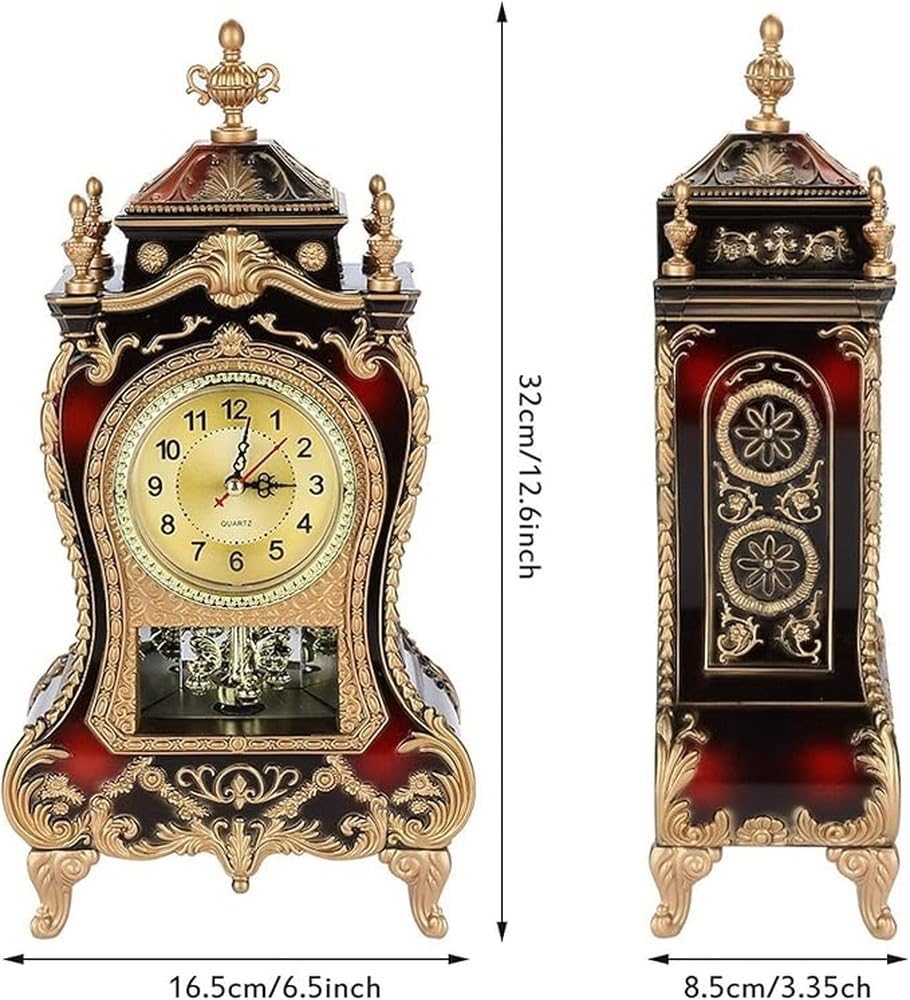 Reloj Antiguo, Relojes de Aniversario con Campanas,marrón Rojo