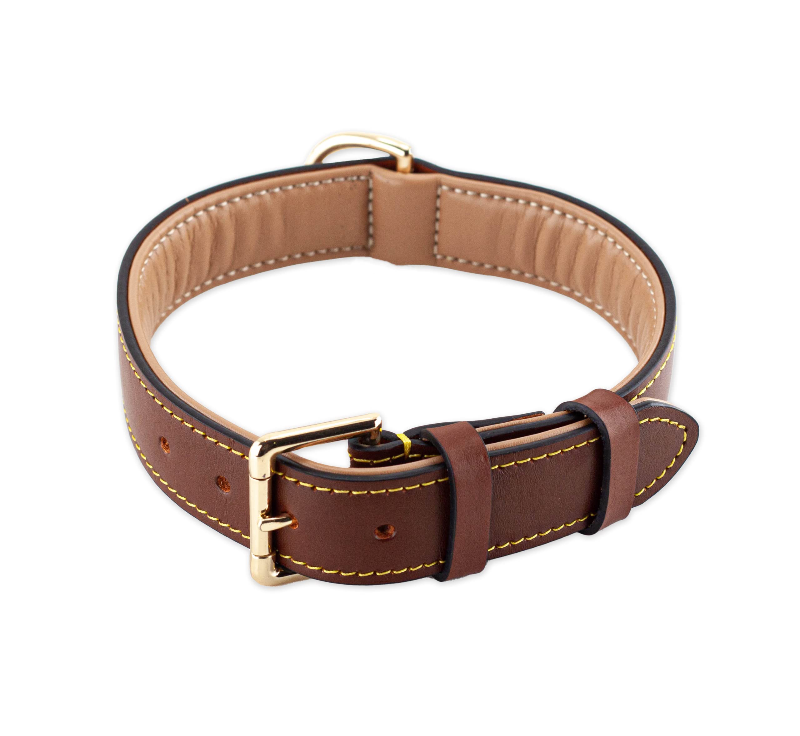 Brute Strength - Lujoso Collar de Cuero para Perros - Marrón - XXL - (66-73) x 3,5 cm