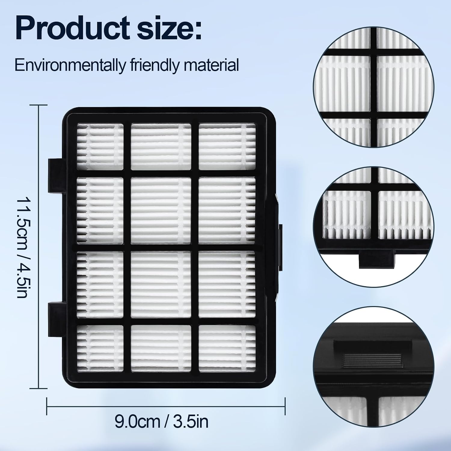 4 Pcs HEPA Filters Replacement Parts for Eureka NEN180 & NEN186BL Bagless Canister Vacuum Cleaner Accessories