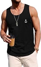 Terecey Men's Summer Beach Printed Palm Beach Hawaii Basic Tank Top T-shirts Beach Sleeveless Men Running Training Gym
