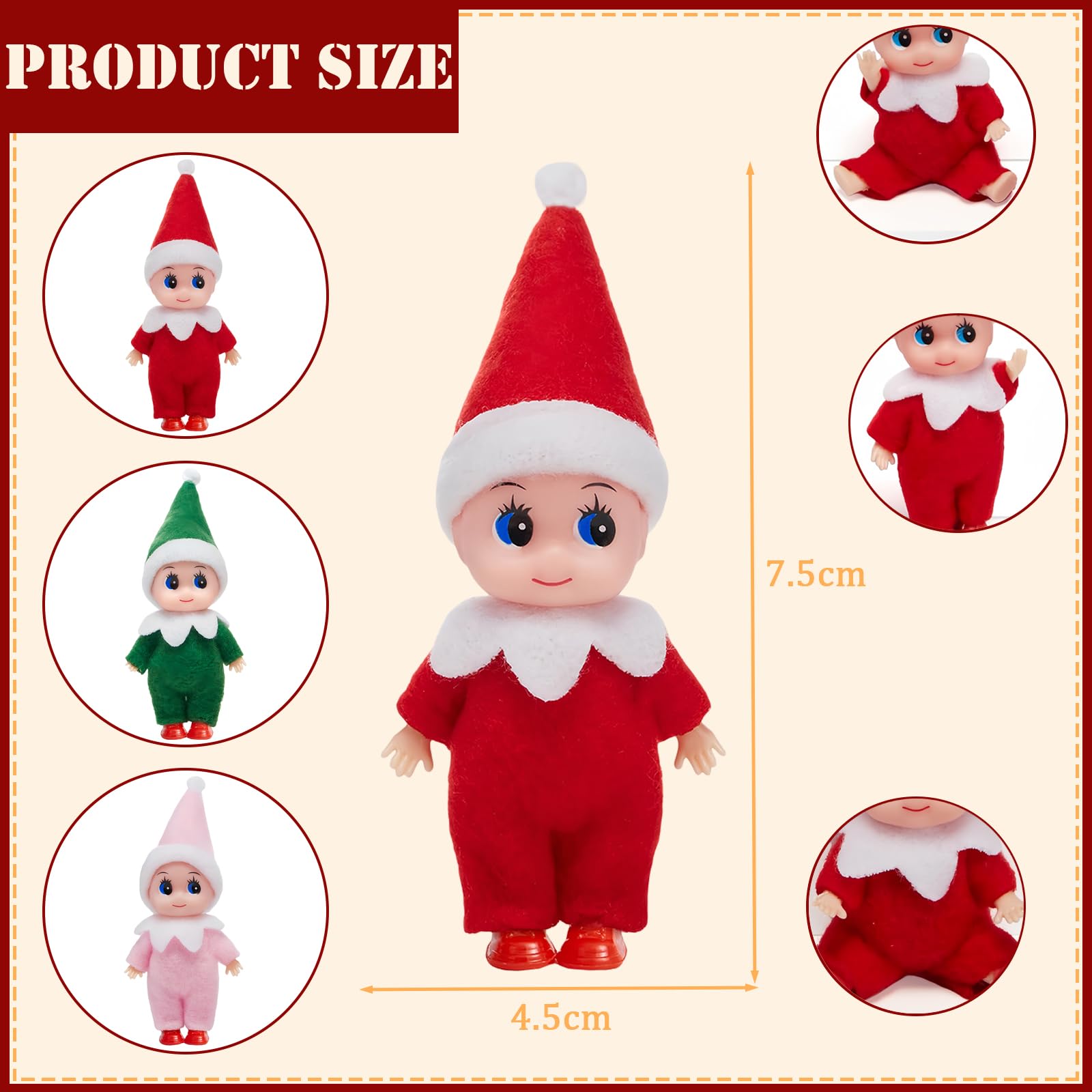 3pcs Mini Baby Elves Christmas Elf Baby Dolls for Girls Boys,Cute Little Elfs Twins Tiny Christmas Dolls Elf Accessories,Girl Elf Small Elf Baby Doll Elf Novelty Gift for Kids Xmas Stocking Stuffers - Image 2