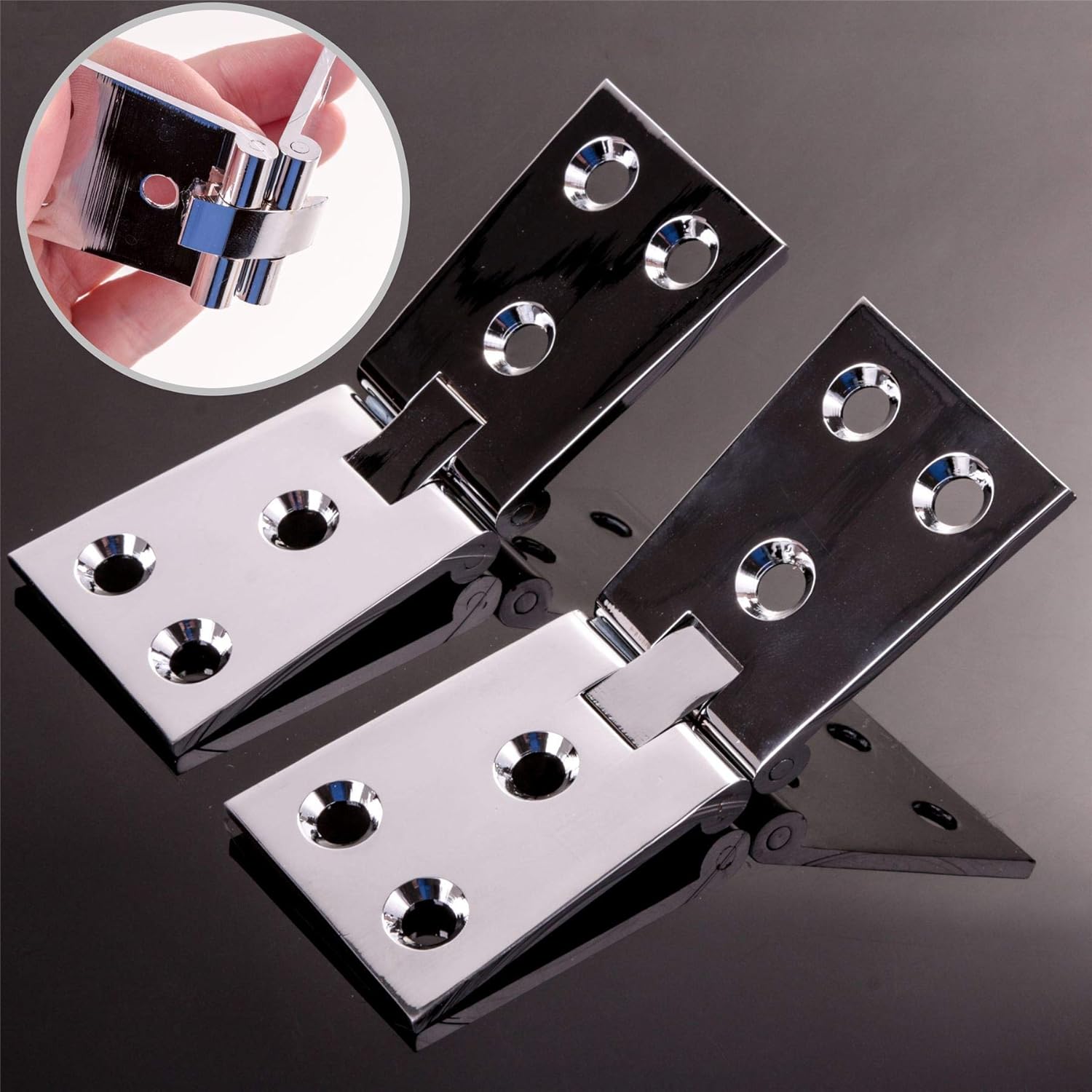 Pair of Counter Flap Chrome Plated Brass Hinges, 32mm Bar/Pub Counter Flap