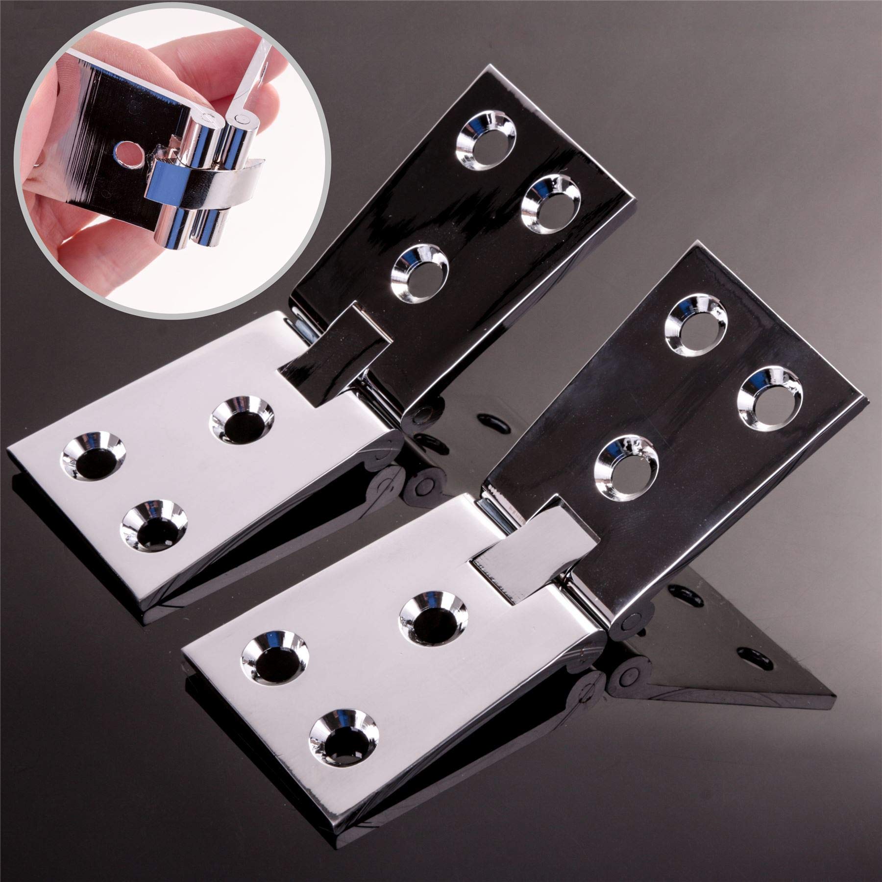 Pair of Counter Flap Chrome Plated Brass Hinges, 32mm Bar/Pub Counter Flap