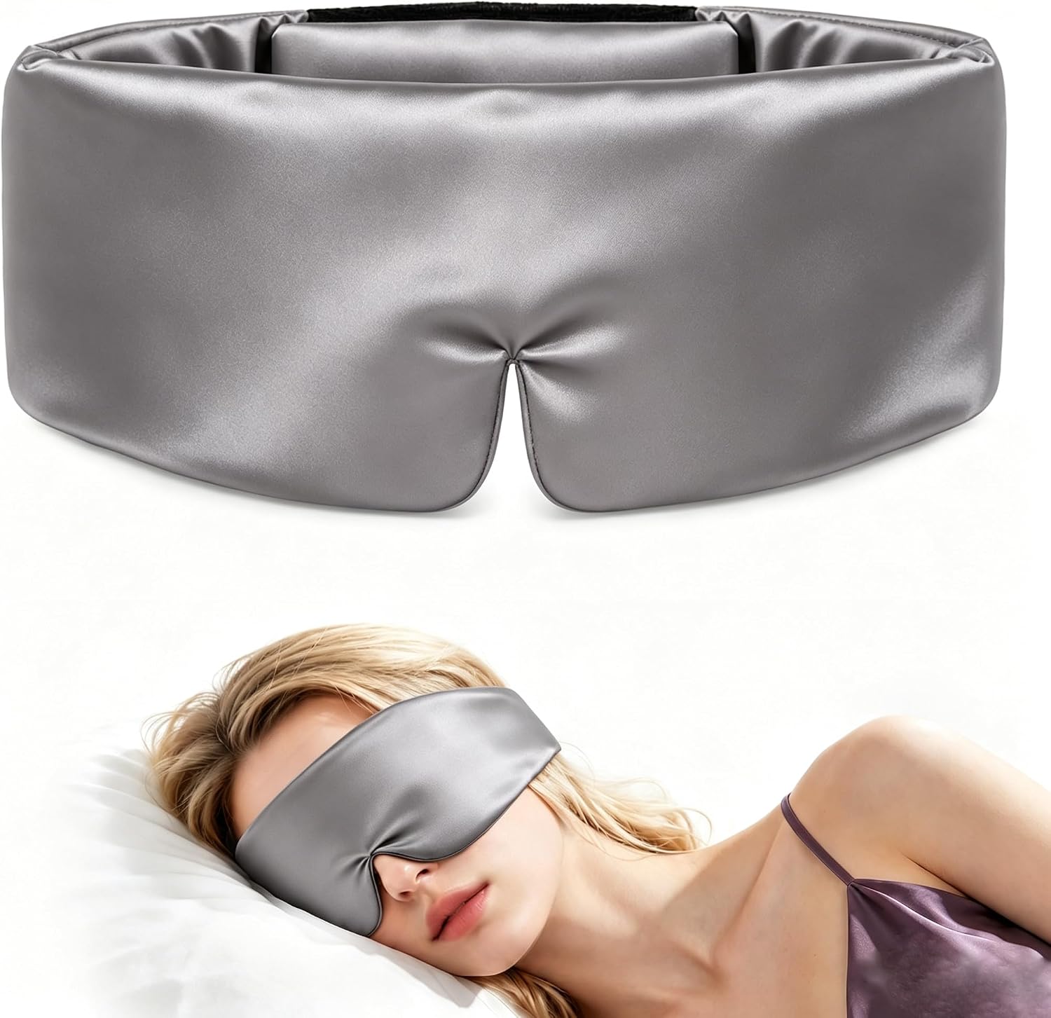 Dayme Sleep Mask - Soft Breathable Smooth Fabric Blackout Eye Mask, Gray