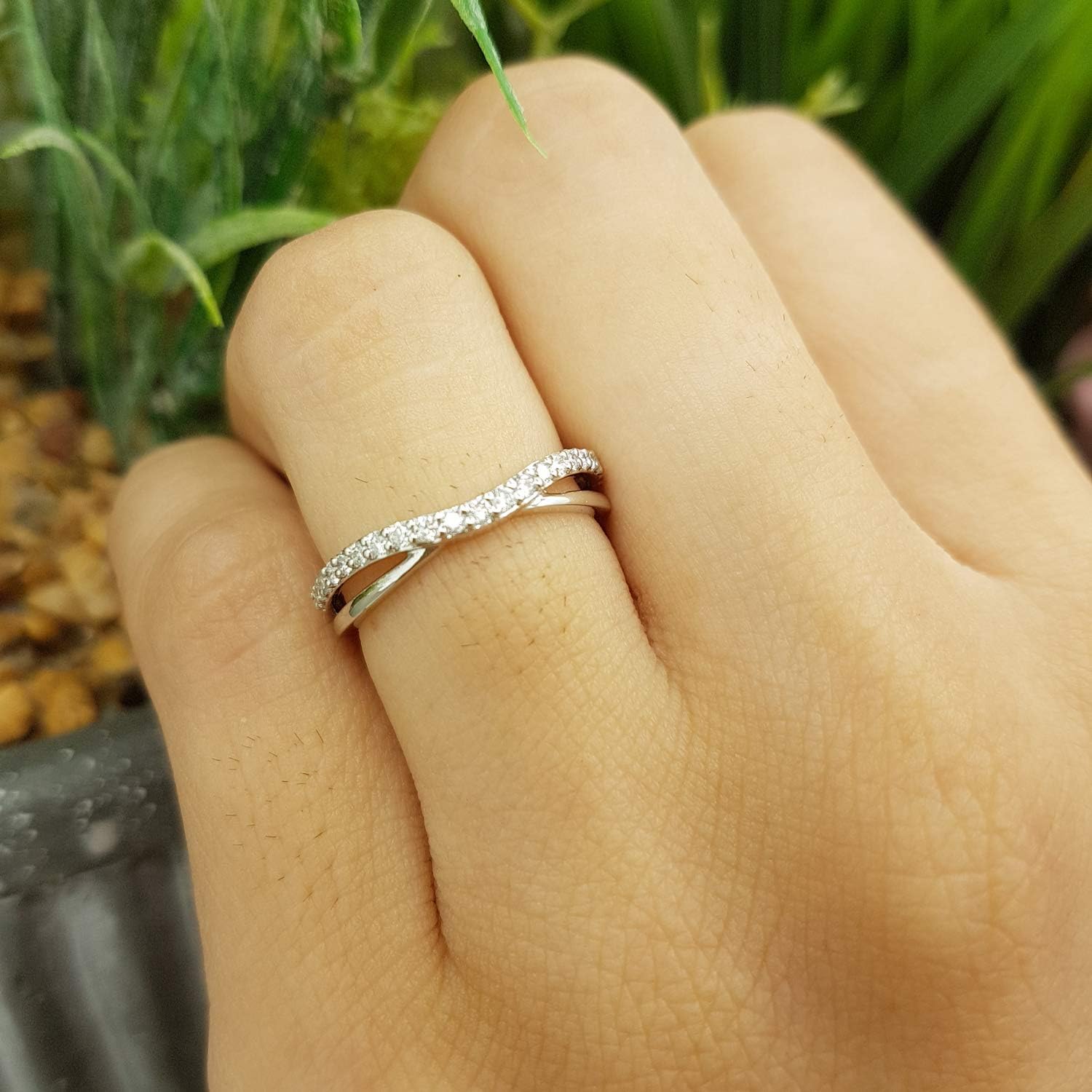 Dazzlingrock Collection 0.25 Carat (ctw) Round Lab Grown White Diamond Ladies Wedding Guard Contour Band 1/4 CT | 925 Sterling Silver