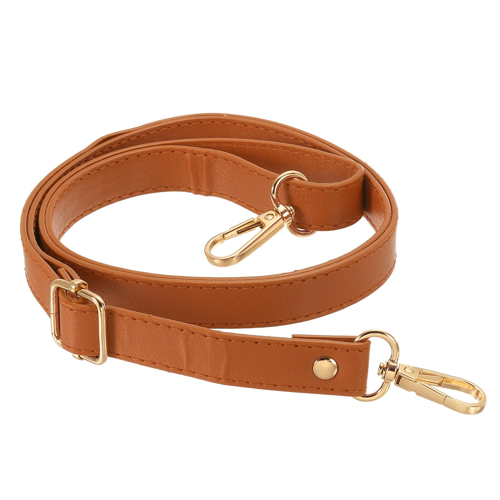 PATIKIL Leather Purse Strap Replacement 51 Inch, Adjustable Shoulder Crossbody Replacement Strap with Gold Hardware, Brown