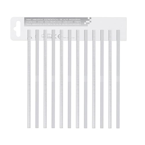 Annhua Tiras abrasivas dentales de 0.157 in, tira de lijado de dientes de doble cara con grano medido, tiras de lijado dental reutilizables de acero