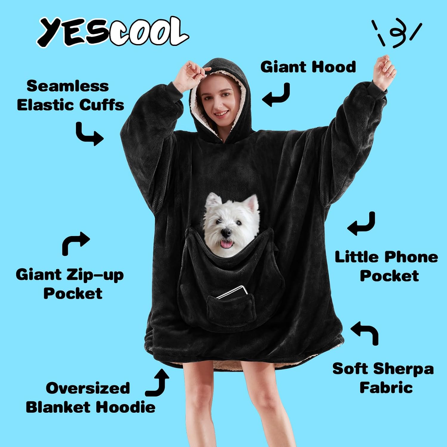 yescool Wearable Blanket Hoodie as Christmas Birthday Gifts for Women Mom image 2