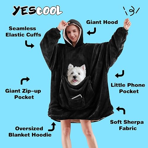 Miniatura 2 de Yescool - Manta con capucha para llevar, sudadera extragrande con capucha manta gigante, cálida, mullida y hecha de vellón ideal para estar por casa