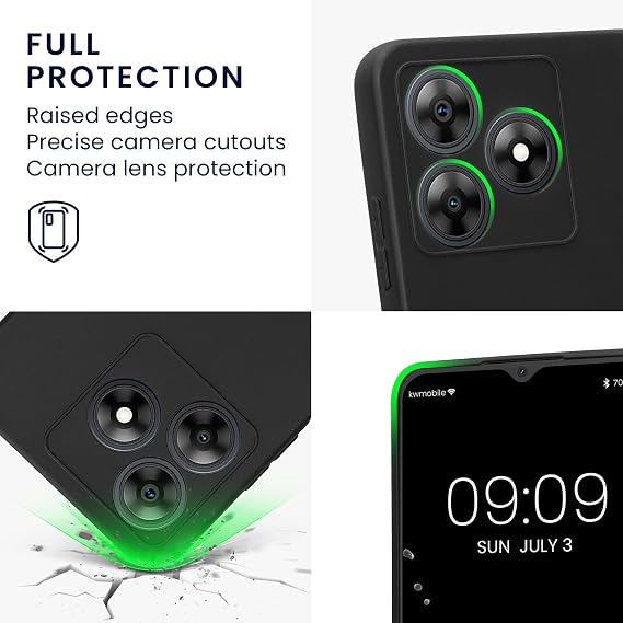 kwmobile Case Compatible with Blackview Wave 8 Case - Protective Slim TPU Phone Cover - Soft Matte Finish - Black Matte