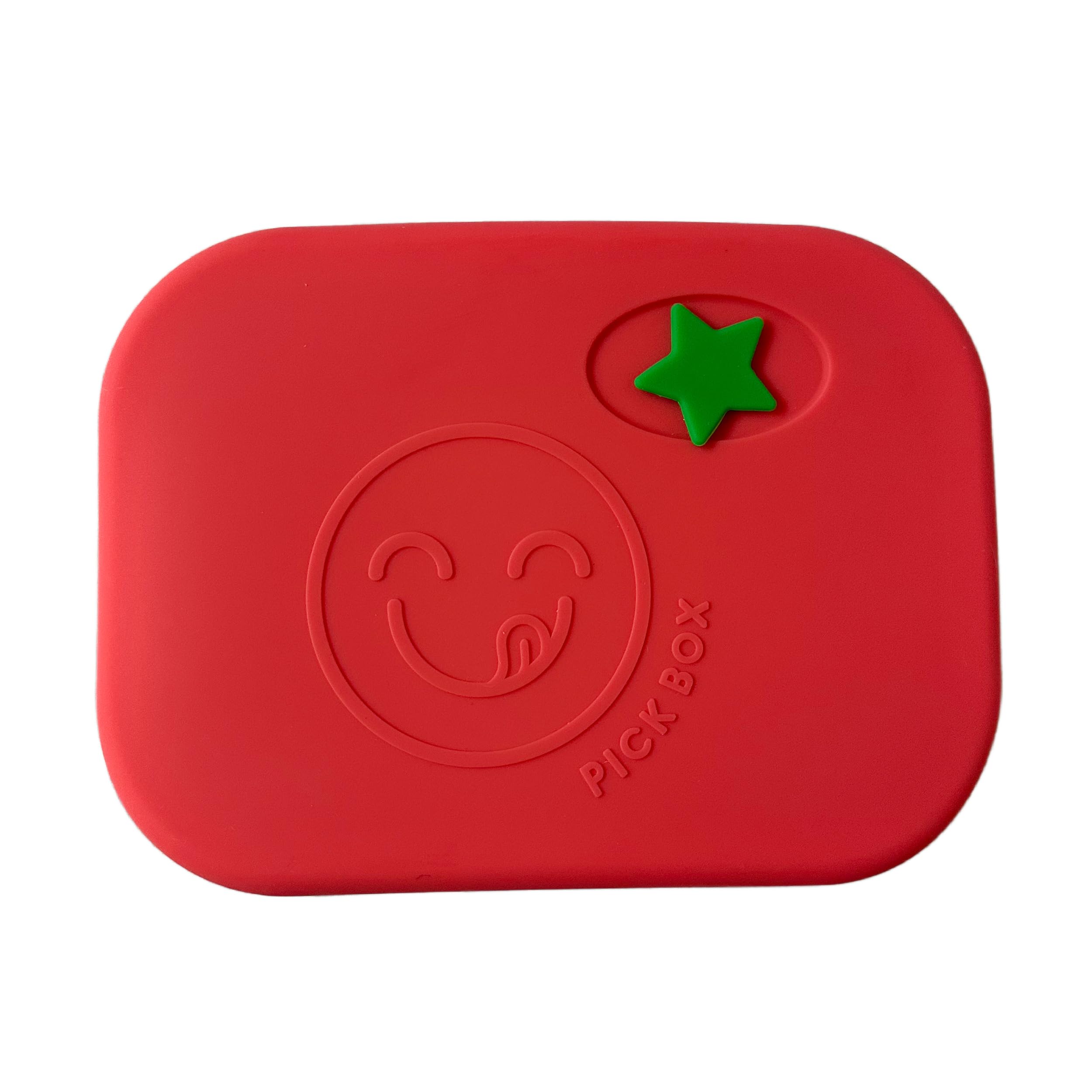 Pick Box Classic, contenitore per il pranzo a 3 scomparti, in silicone, a prova di cadute e perdite, contenitore per il pranzo per bambini (rosso e rosa