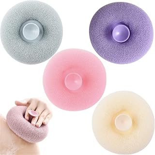 4Pcs Cute Suction Cup Scrub Artifact, Body Sponge With Suction Cup, Massage Bath Ball Sponge Balls, Super Soft Exfoliating Bath Sponge Cleaning Massage Bath Ball