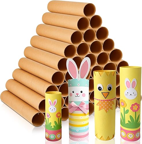 Henoyso Paquete de 72 tubos de cartón de Pascua para manualidades, rollos de toallas de papel vacíos de 1.8 x 10 pulgadas, tubos gruesos redondos de