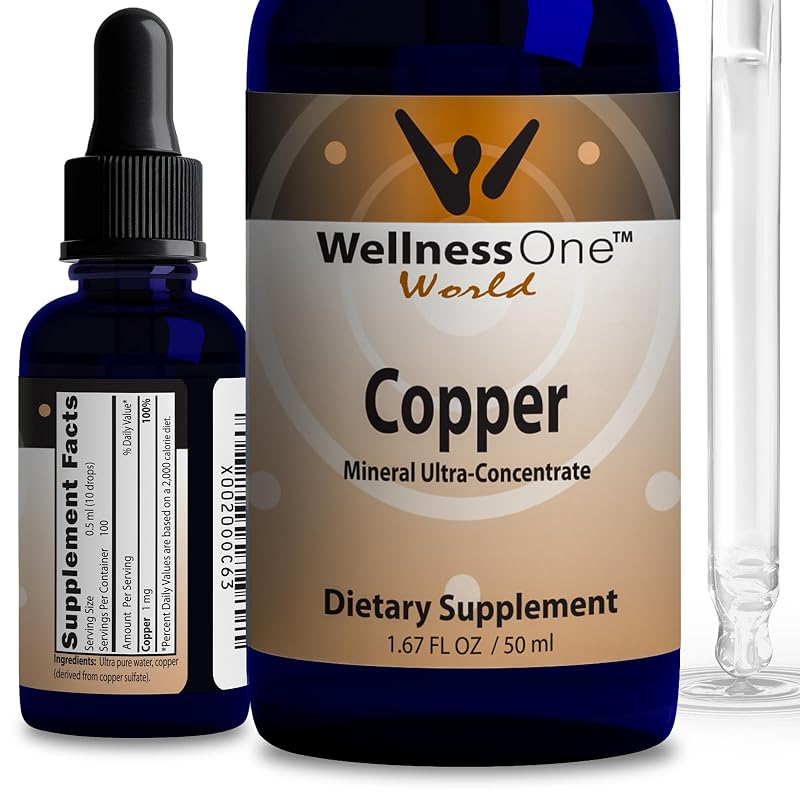 WellnessOne Suplemento de Cobre em Gotas, Sulfato de Cobre, 49,4 mL
