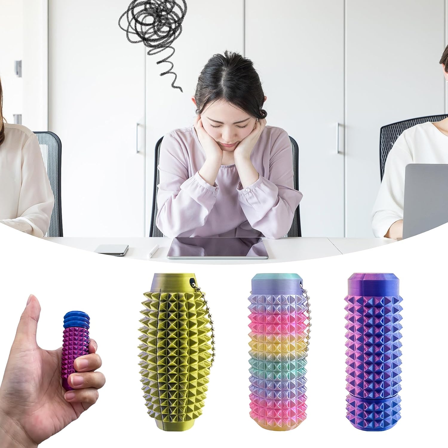 3Pcs Little Ouchies Pain Fidget, Pain Stim Fidget, Pocket Mini Fidget Toy for Adults,3D Printed Venting Key Pendant, Anxiety Relief Items Pain Stim Bumpy Fidget Novelty Gift Bags for Kids