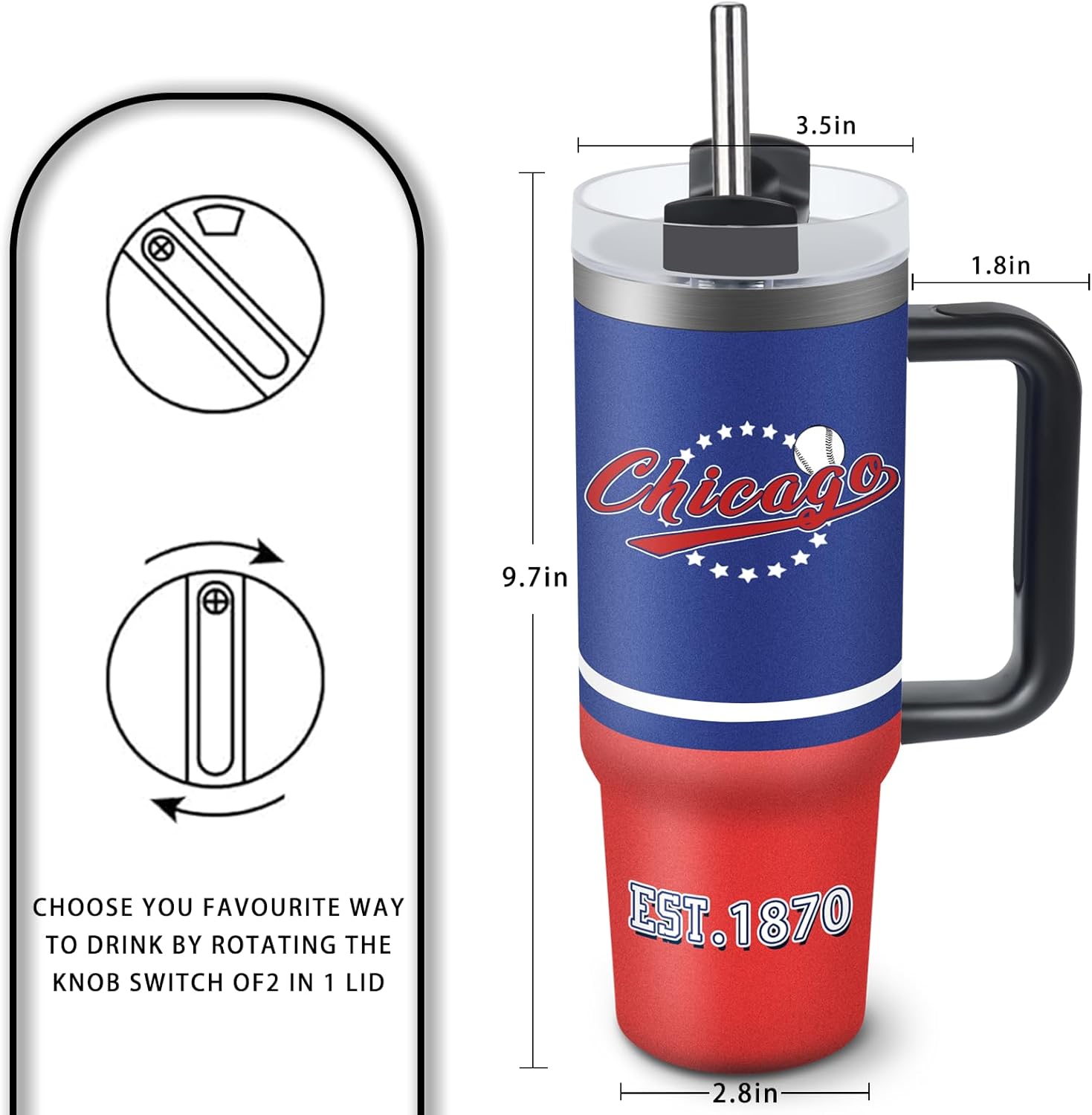 Tumbler 30oz Straight Skinny Car Cups With Insulated Cup Sleeve Portable Handle, Sports Travel Coffee Mug, Stainless Steel, Insulated,Classic Collection Gifts for Fans - Image 3