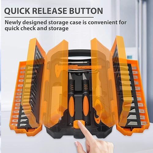 Miniatura 9 de Juego de 34 cuchillos grandes de precisión de lujo, color azul, incluye 3 cuchillos para manualidades con agarre de goma antideslizante, 25