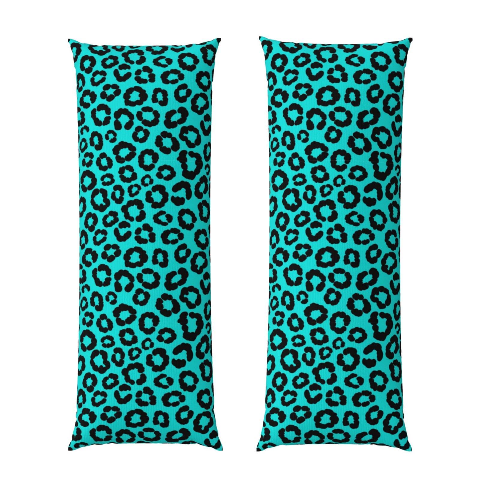 Body Pillow Cover 20x60 Inch, Cheetah Blue and Black Leopard Print, Long Zippered Pillowcase, Breathable Flannel Fabric, Comfortable Protector for Men Women Bed Couch