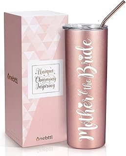 Onebttl Mother of The Bride Gifts, 20oz Stainless Steel Skinny Tumbler with Lid and Straw On Wedding Party for Brides Mom from Brides, Daughters (Rose Gold)