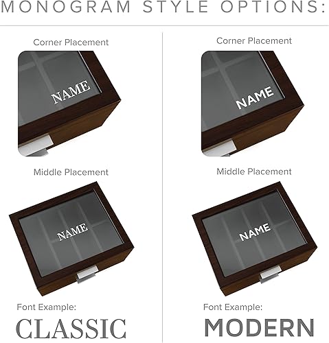 Miniatura 10 de Caja organizadora de 8 ranuras para hombres, acabado de nogal de madera de cerezo, vitrina de reloj, bandeja modular de valet, compatible con Apple