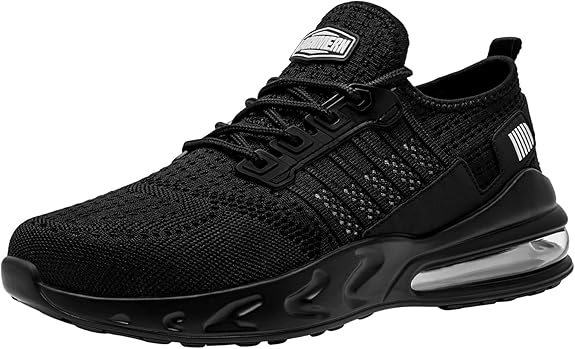 LARNMERN Steel Toe Shoes for Men Waterproof Slip Resistant Work Sneakers Athletic Durable Lightweight Comfortable Water Resistant Indestructible Construction Tennis Air Cushion