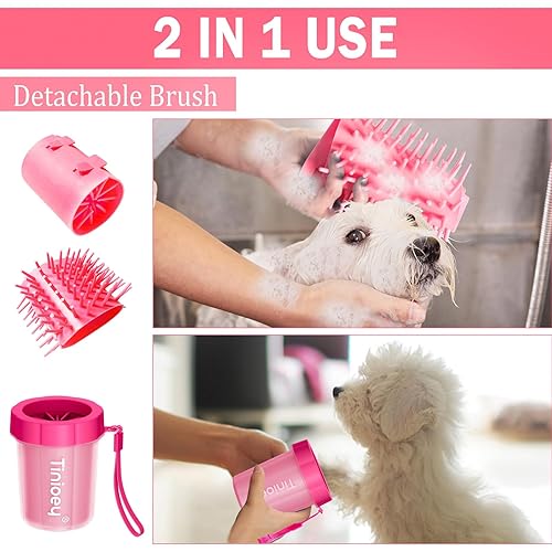 Miniatura 13 de Limpiador de patas de perro para perros grandes (con 3 toallas y cepillo de baño para perro), limpiador de patas de perro, limpiador de patas