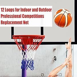 NEIJIANG Basketball Net Replacement, 2025 Upgrade Thick Professional Basketball Nets Heavy Duty Outdoor, All Weather Anti Whip Color Never Fade -12 Loops (Red White Blue)