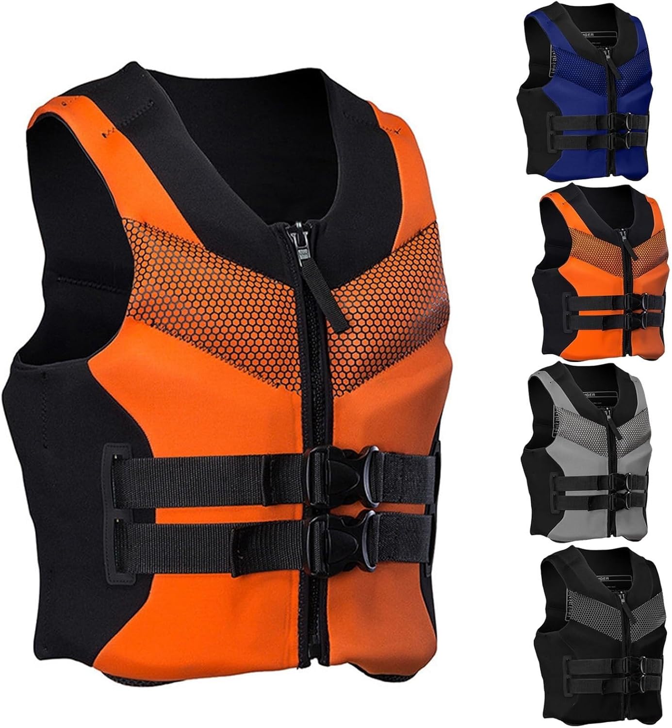High Buoyancy Water Sports Vest, Neoprene Floating Gear for Adults, Adjustable Safety Suiting for Kayaking, Fishing, L-4XL