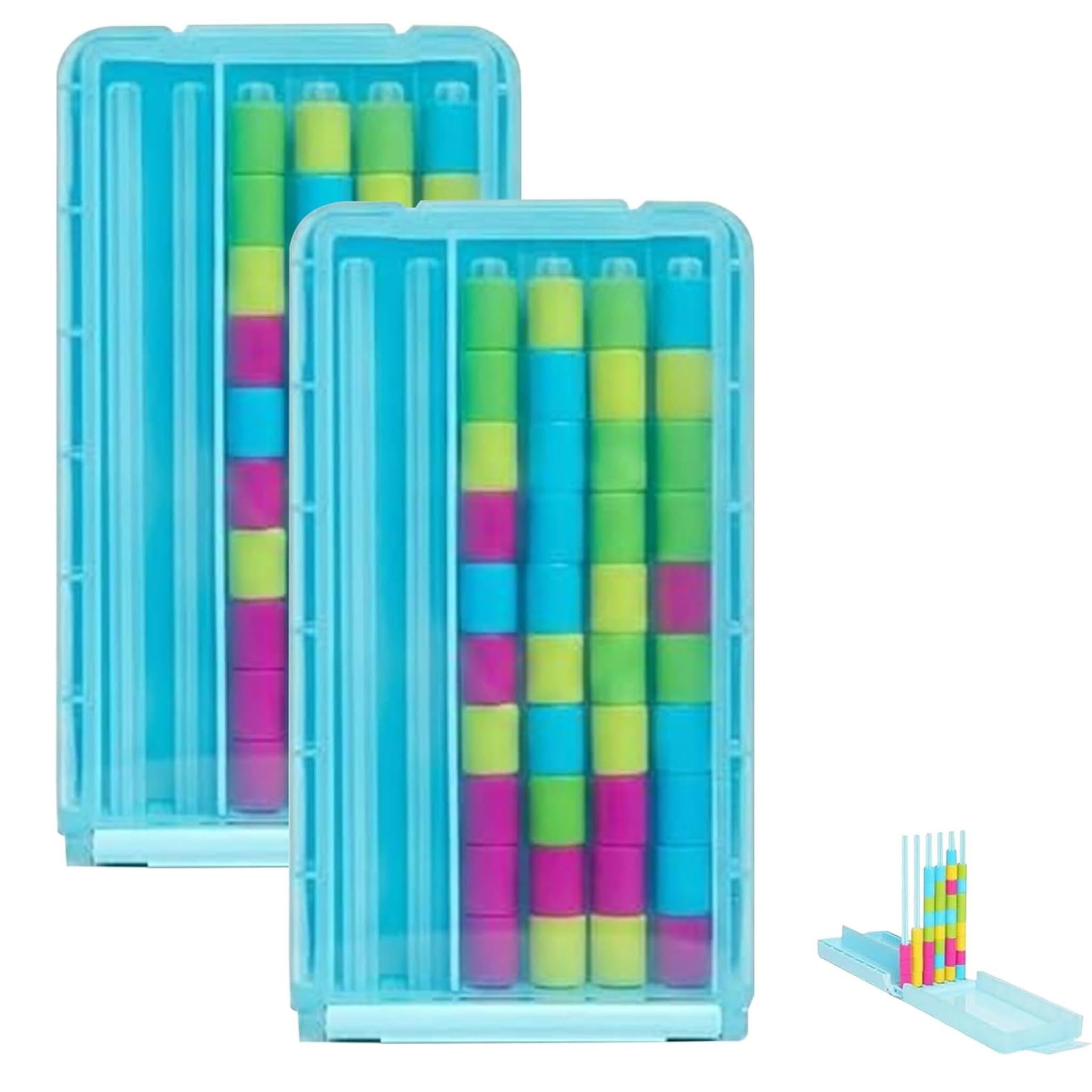 Mini Color Stack Challenge, Portable Brain Teaser Puzzle with 40 Rings and Racks, Colour Matching Stacking Game with Cards, for Kids and Adults, Family Game Night