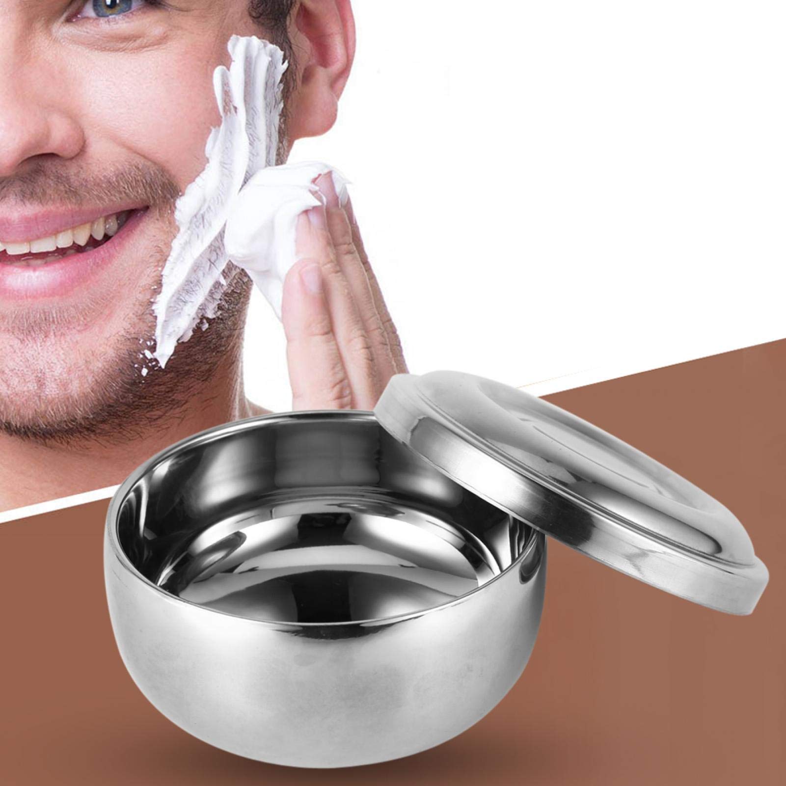 Ciotola Barba in Acciaio Inox Con Coperchio per Pennello - Shave Tazza Uomo 11 cm Diametro 5,5 cm