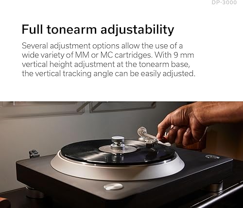 Miniatura 7 de Denon DP-3000NE - Tocadiscos (modelo 2023), tocadiscos moderno para discos de vinilo de 33-13, 45 y 78 RPM, acabado de chapa de madera de ébano