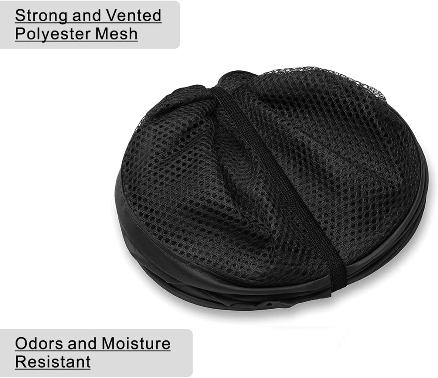 BATTOO Deluxe Strong Mesh Pop up Laundry Hamper Basket with Side Pocket Foldable Hamper for Laundry Room, Bathroom, Kids Room, College Dorm or Travel Black + Black image 5