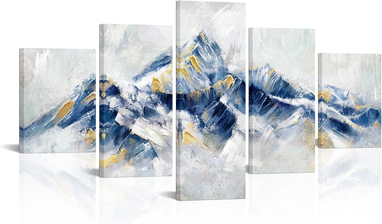 Saypeacher Large Abstract Mountain Canvas Wall Art Blue and Gold Mountain Painting Pictures Prints Navy Blue and Gold Artwork