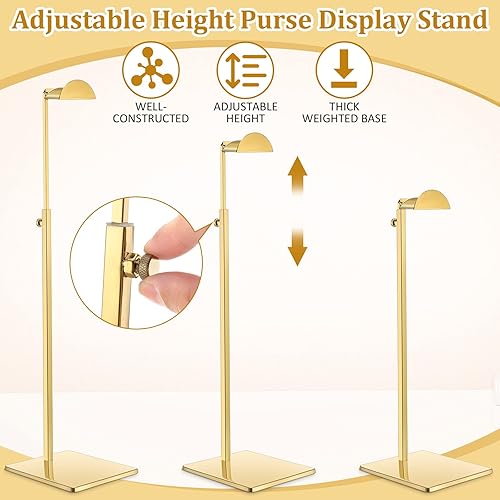 Miniatura 3 de Maitys Paquete de 4 soportes de exhibición para monederos, de acero inoxidable, altura ajustable, para el hogar, tienda, mostrador de boutique